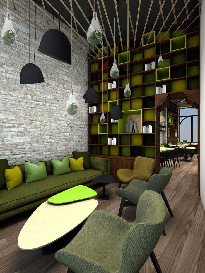 Projet de décoration d'intérieur d'un café réalisé par un architecte d'intérieur