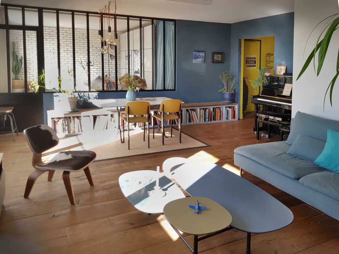 Rénovation du salon d'un appartement de 1965 par un architecte d'intérieur