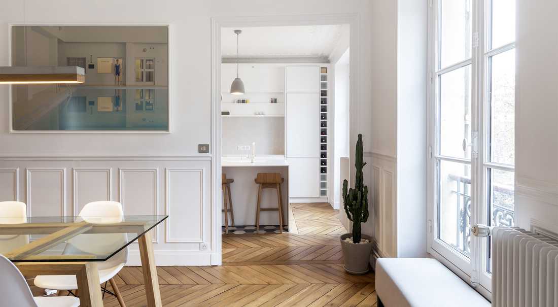 Aménagement d'un cuisine ouverte dans un salon par un architecte à Marseille