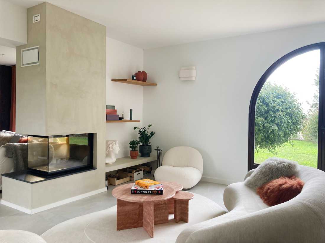 Salon apreè les travaux de rénovation par un architecte d'intérieur à Marseille