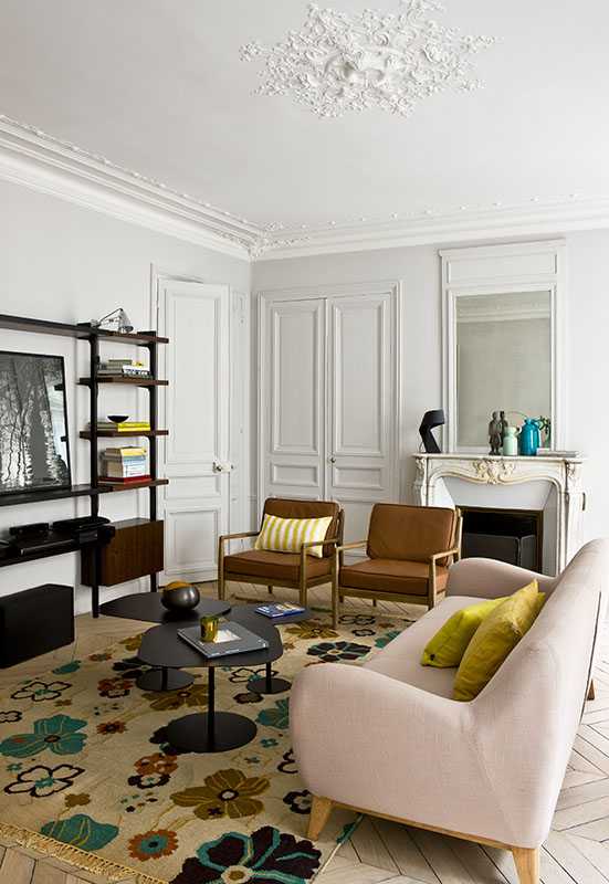Salon d'un appartement haussmannien in Marseille après un relooking d'intérieur