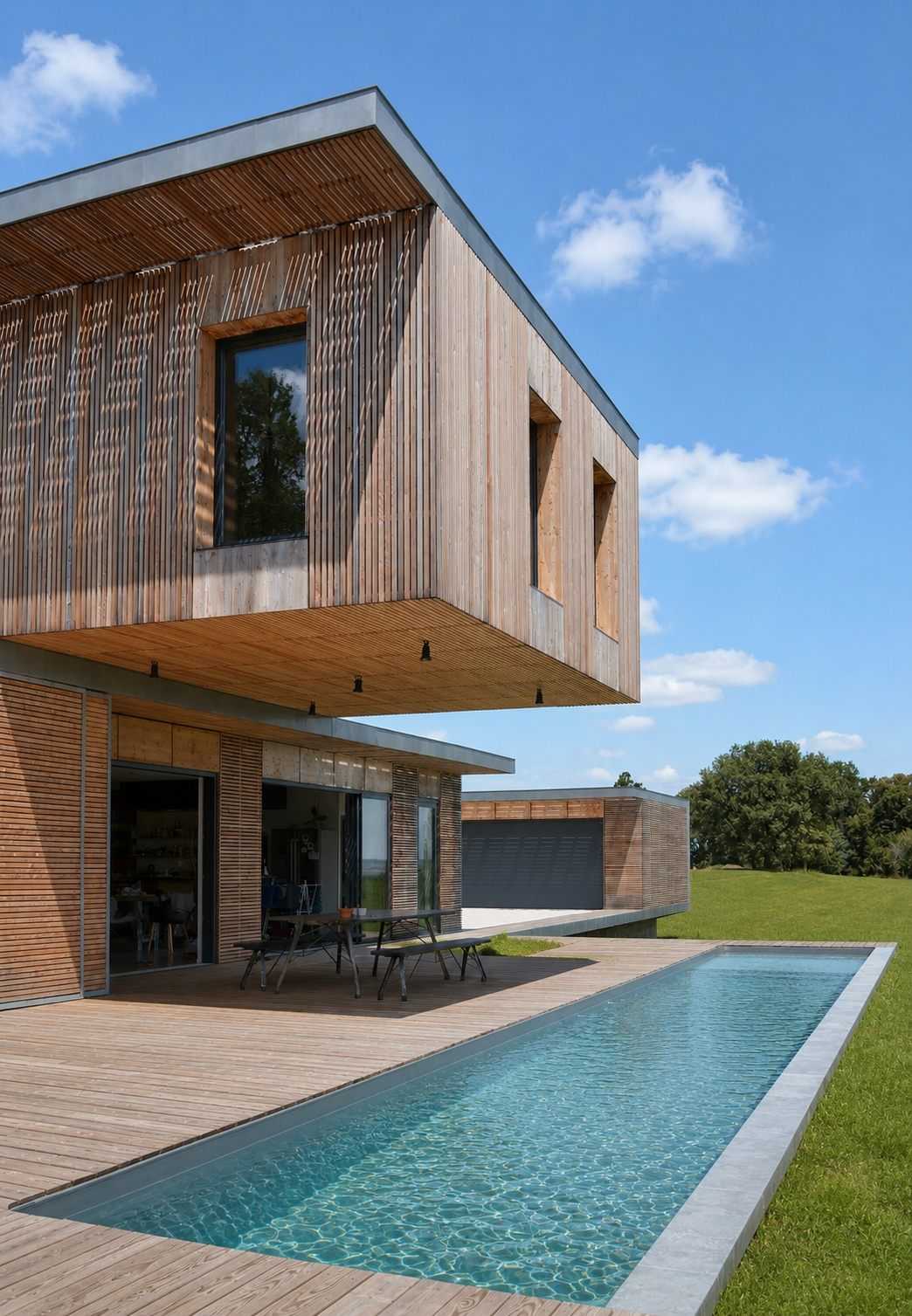 Maison contemporaine bois et béton réalisée par un architecte en Provence-Alpes-Côte d'Azur