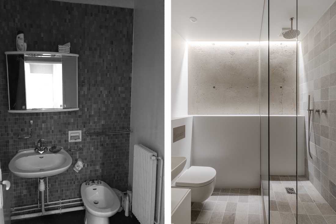 Avant - après : Rénovation de la salle de bain d'un appartement des années 70 à Marseille