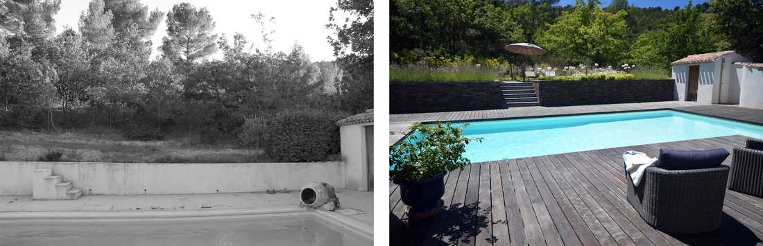 Avant-après : relooking d'un jardin avec piscine par un paysagiste à Marseille