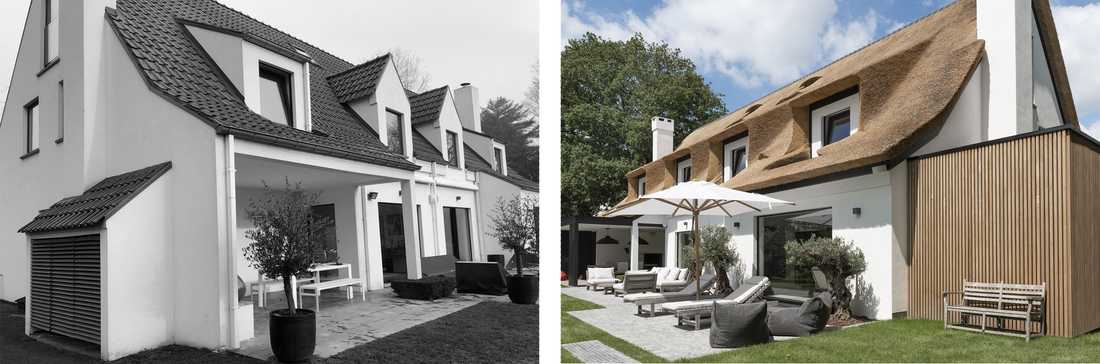 Photo avant-après de la restructuration complète d'une villa par un architecte d'intérieur à Marseille