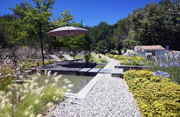 Présentation d'un projet de rénovation d'un jardin paysagé de style méditerranéen autour d'une piscine existante par un concepteur-paysagiste basé à Marseille.