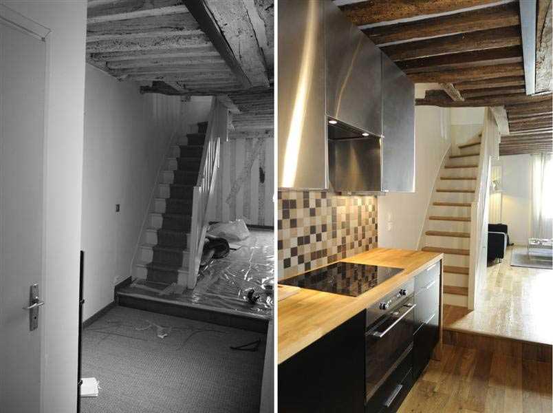 Aménagement d'une cuisine ouverte dans un duplex dans les Bouches du Rhône