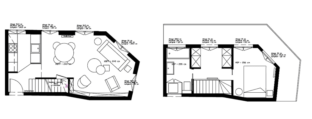 Plan de l'architecture intérieur d'un duplex à Marseille